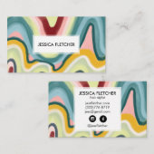 Kleurrijke Wavy Stripes Minimale Koel Visitekaartje (Voorkant / Achterkant)