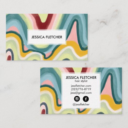 Kleurrijke Wavy Stripes Minimale Koel Visitekaartje (Voorkant / Achterkant)