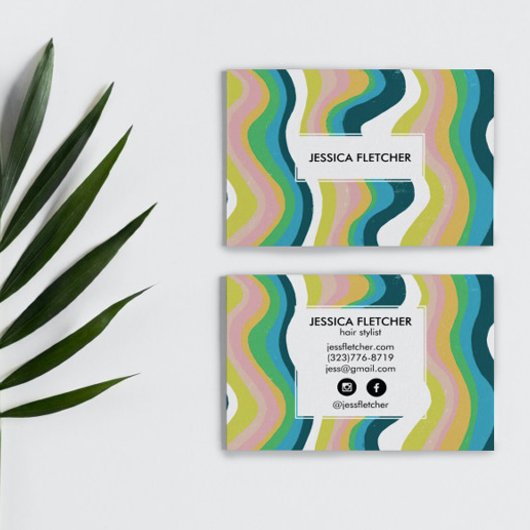 Kleurrijke Wavy Stripes Minimale Koel Visitekaartje