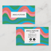 Kleurrijke Wavy Stripes Minimale Koel Visitekaartje (Voorkant / Achterkant)