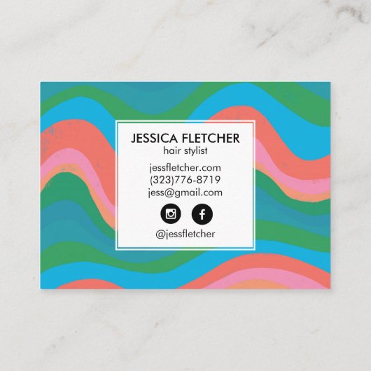 Kleurrijke Wavy Stripes Minimale Koel Visitekaartje (Achterkant)