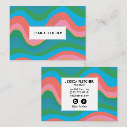 Kleurrijke Wavy Stripes Minimale Koel Visitekaartje (Voorkant / Achterkant)