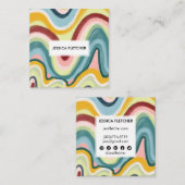 Kleurrijke Wavy Stripes Minimalist Cool Square Ico Vierkante Visitekaartje (Voorkant / Achterkant)
