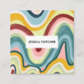 Kleurrijke Wavy Stripes Minimalist Cool Square Ico Vierkante Visitekaartje (Voorkant)