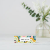 Kleurrijke Wavy Stripes Minimalistisch Kool QR-cod Mini Visitekaartje (Staand voorkant)