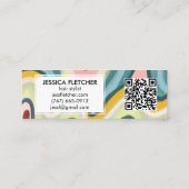 Kleurrijke Wavy Stripes Minimalistisch Kool QR-cod Mini Visitekaartje (Achterkant)