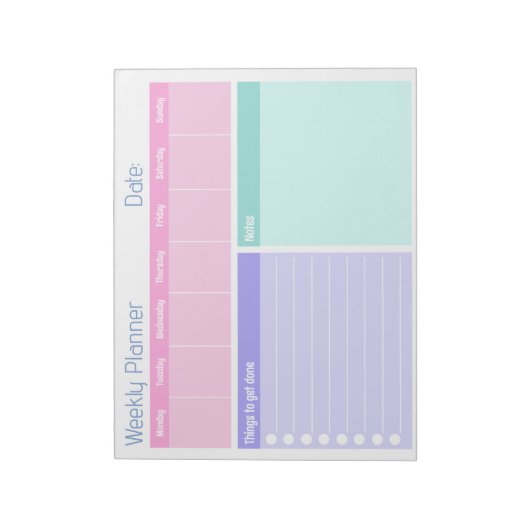 Kleurrijke Weekly Planner Notitieblok (Linkerzijde)