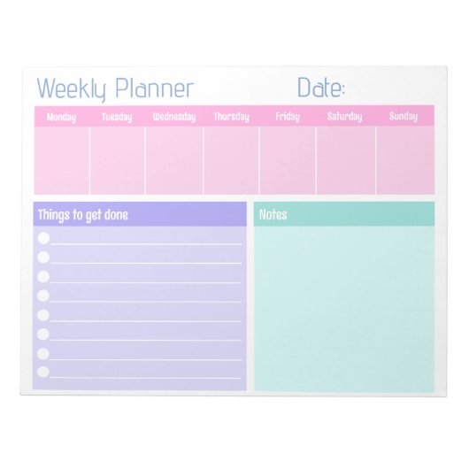 Kleurrijke Weekly Planner Notitieblok (Voorkant)