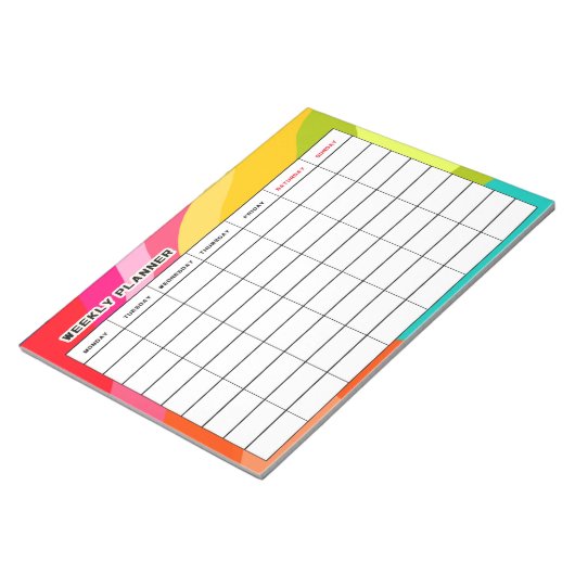 Kleurrijke weekplanner notitieblok (Schuin)