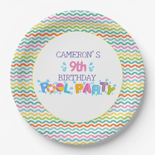 Kleurrijke weekveeg papieren bordje (Voorkant)