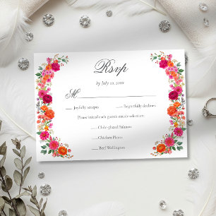 Kleurrijke Weelderige Roze & Oranje Bloemrijke Tui RSVP Kaartje