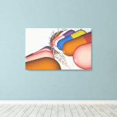 Kleurrijke weergave van een DNA-streng Canvas Afdruk (Insitu (Houten vloer))