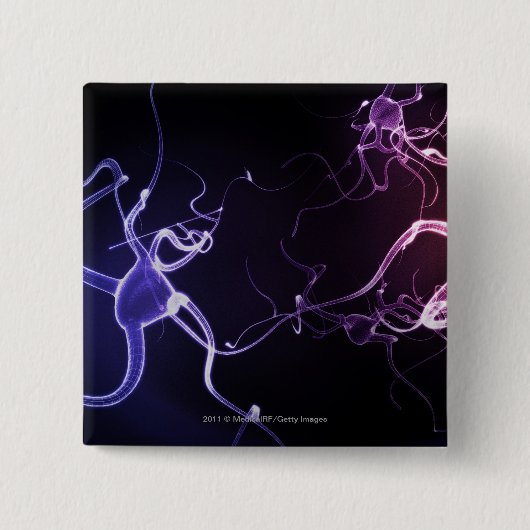 Kleurrijke weergave van neuronen vierkante button 5,1 cm (Voorkant)
