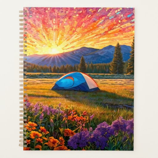 Kleurrijke weide bloemen camping tent kunst planner (Voorkant)