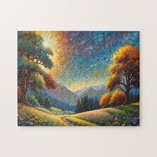 Kleurrijke Weide Bloemen Kunst Legpuzzel (Horizontaal)