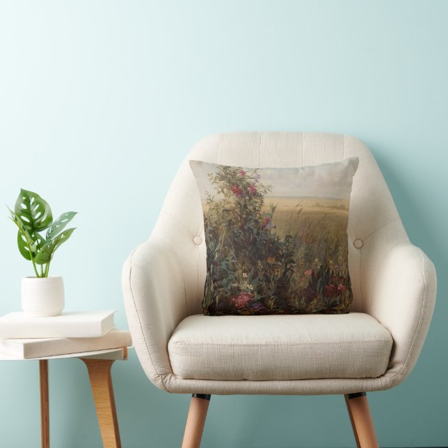  kleurrijke weide met wilde bloemen ontwerp kussen (Stoel)