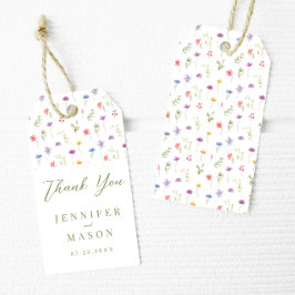 Kleurrijke weide wilde bloem bruiloft dank u cadeaulabel
