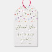 Kleurrijke weide wilde bloem bruiloft dank u cadeaulabel (Voorkant)