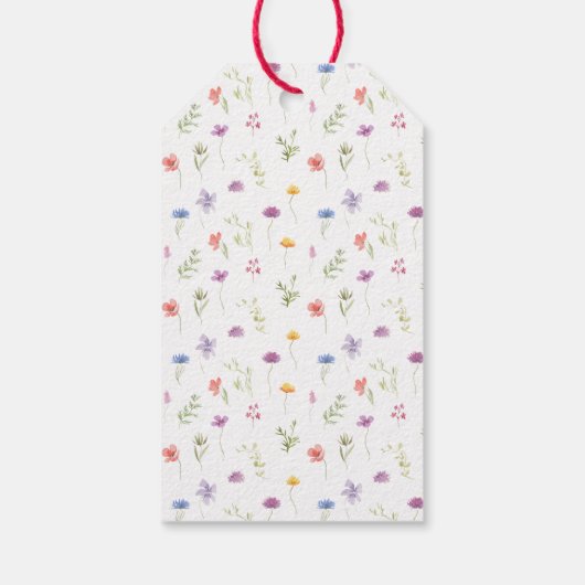 Kleurrijke weide wilde bloem bruiloft dank u cadeaulabel (Achterkant)