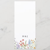 Kleurrijke Weide Wilde Bloemen Bruiloft Menu (Achterkant)