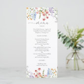 Kleurrijke Weide Wilde Bloemen Bruiloft Menu (Staand voorkant)