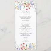 Kleurrijke Weide Wilde Bloemen Bruiloft Menu (Voorkant)
