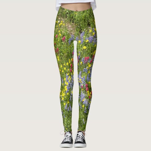 Kleurrijke weide wilde bloemen leggings (Voorkant)