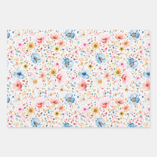 Kleurrijke weide wilde bloemen patroon boho elegan inpakpapier vel (Voorkant)