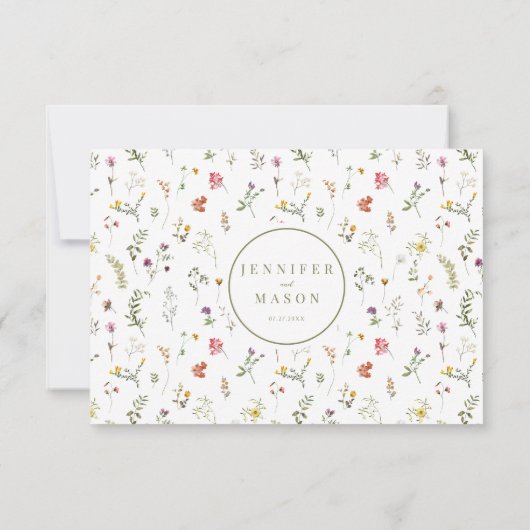 Kleurrijke weide wildflower bruiloft RSVP kaarten (Achterkant)