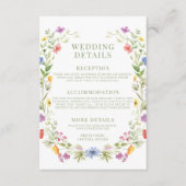 Kleurrijke weide wildflower tuin bruiloft details informatiekaartje (Voorkant)