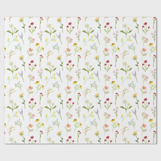 Kleurrijke weidebloemen Kleine wilde bloem baby Cadeaupapier (Vlak)