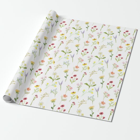 Kleurrijke weidebloemen Kleine wilde bloem baby Cadeaupapier (Uitgerold)