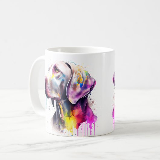 Kleurrijke Weimaraner Dog Pet Coffee Mok, Cup Koffiemok (Voorkant links)