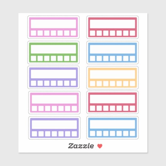 Kleurrijke wekelijkse gewoonte tracker sticker (Vel)