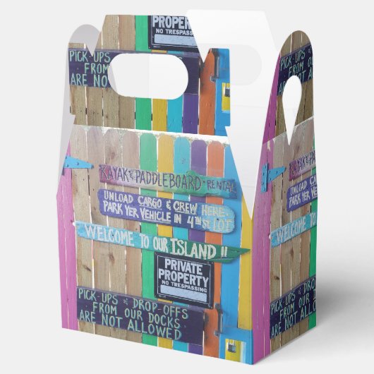 Kleurrijke Welcome Island teken Caribisch gebied Bedankdoosjes (Geopend)