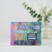 Kleurrijke Welcome Island teken Caribisch gebied Briefkaart (Staand voorkant)