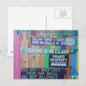Kleurrijke Welcome Island teken Caribisch gebied Briefkaart (Voorkant / Achterkant)
