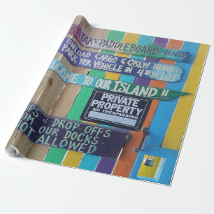 Kleurrijke Welcome Island teken Caribisch gebied Cadeaupapier