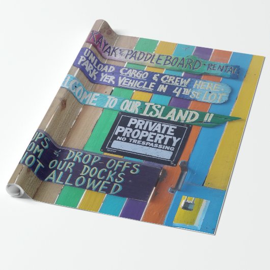 Kleurrijke Welcome Island teken Caribisch gebied Cadeaupapier (Uitgerold)