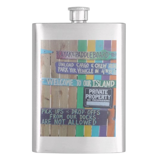 Kleurrijke Welcome Island teken Caribisch gebied Flacon (Voorkant)