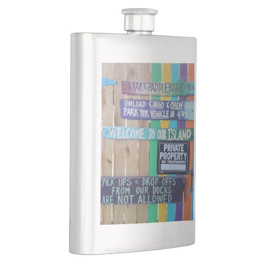 Kleurrijke Welcome Island teken Caribisch gebied Flacon (Rechts)