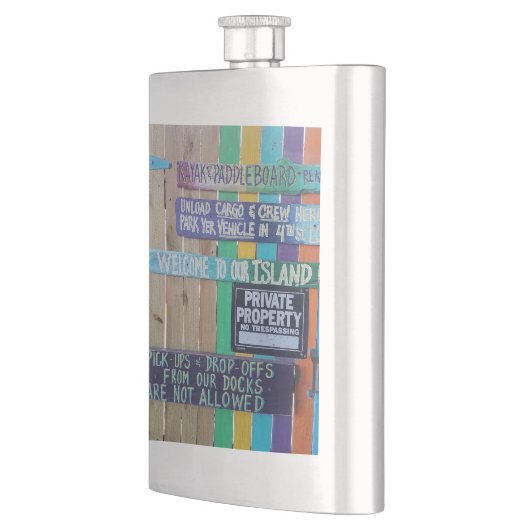Kleurrijke Welcome Island teken Caribisch gebied Flacon (Links)