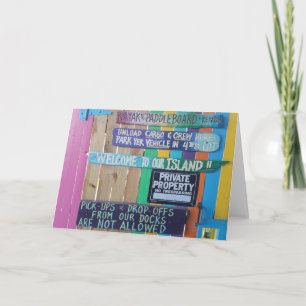 Kleurrijke Welcome Island teken Caribisch gebied Kaart