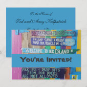 Kleurrijke Welcome Island teken Caribisch gebied Kaart (Voorkant / Achterkant)