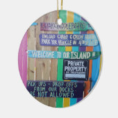 Kleurrijke Welcome Island teken Caribisch gebied Keramisch Ornament (Links)