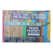 Kleurrijke Welcome Island teken Caribisch gebied Kussensloop (Achterkant)