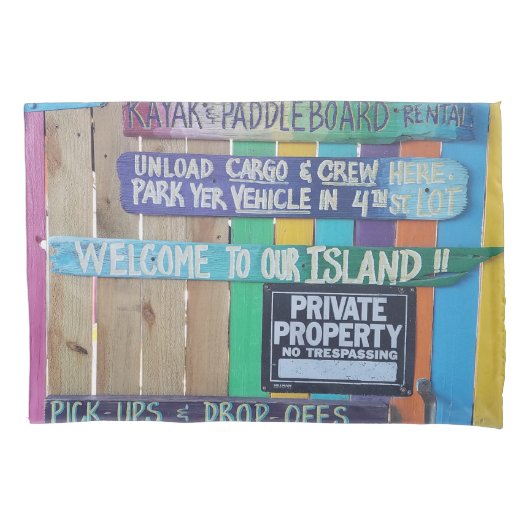 Kleurrijke Welcome Island teken Caribisch gebied Kussensloop (Voorkant)