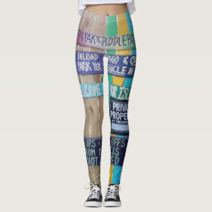 Kleurrijke Welcome Island teken Caribisch gebied Leggings