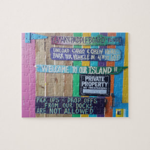 Kleurrijke Welcome Island teken Caribisch gebied Legpuzzel