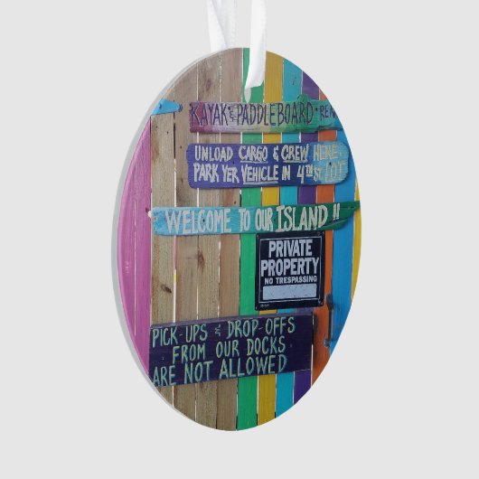 Kleurrijke Welcome Island teken Caribisch gebied Ornament (voorkant)